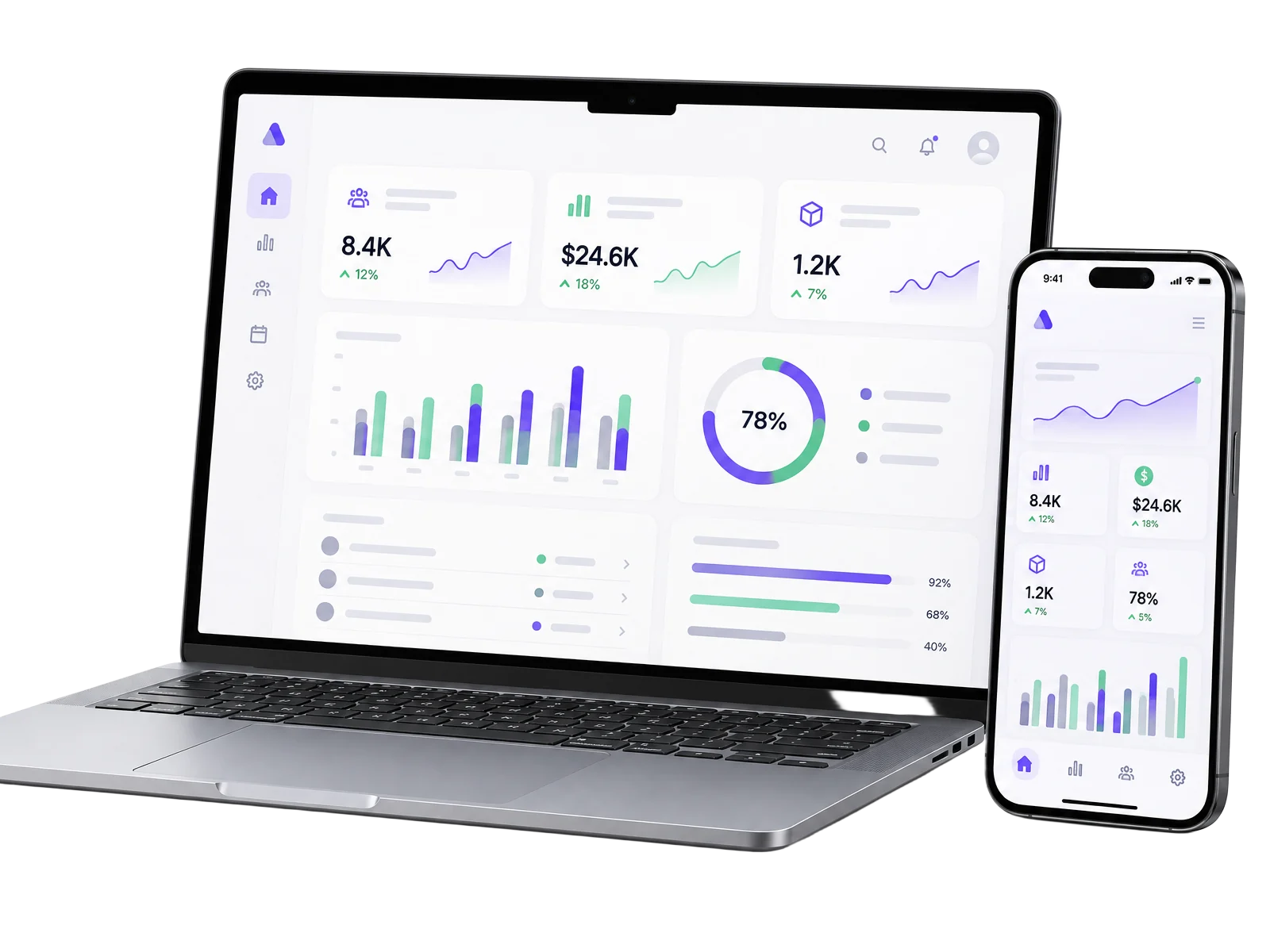 Business OS on laptop and smartphone
